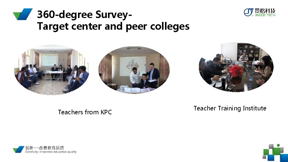 360 -degree Survey. Target center and peer colleges Teachers from KPC Teacher Training Institute
