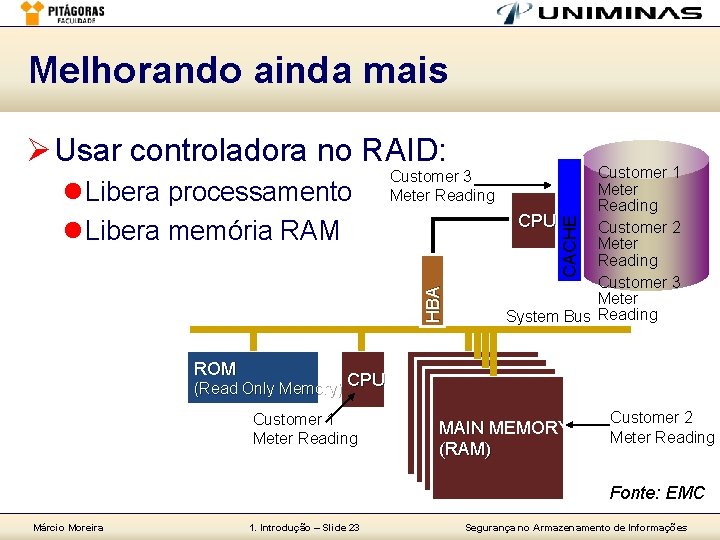 Melhorando ainda mais Ø Usar controladora no RAID: Customer 1 Meter Reading CPU Customer