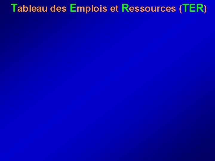  Tableau des Emplois et Ressources (TER) 