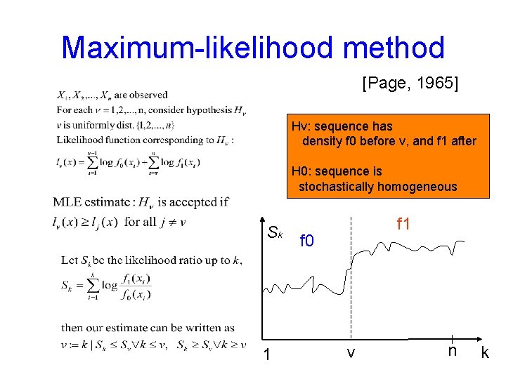Maximum-likelihood method [Page, 1965] Hv: sequence has density f 0 before v, and f