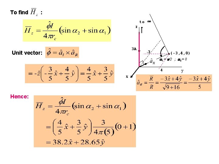 To find : z 3 A Unit vector: to ∞ -3 (-3, 4, 0)