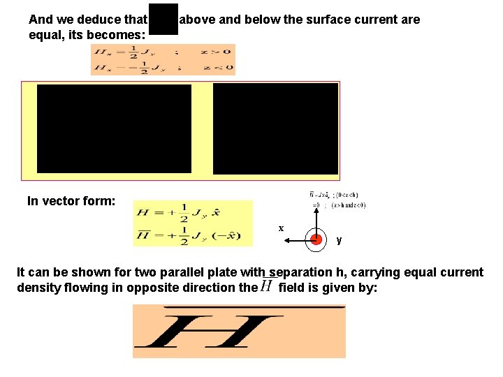 And we deduce that equal, its becomes: above and below the surface current are