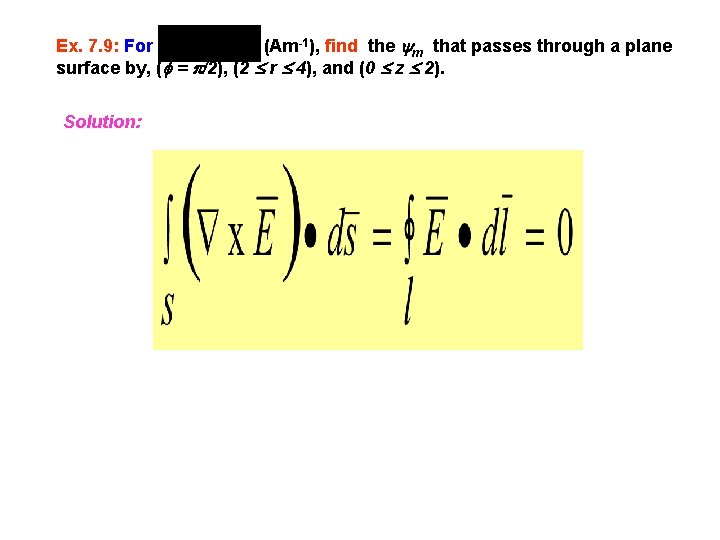 Ex. 7. 9: For (Am-1), find the m that passes through a plane surface