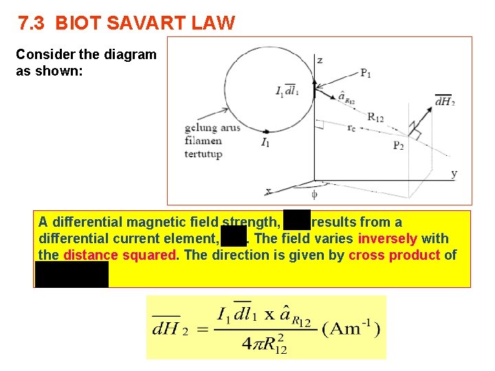 7. 3 BIOT SAVART LAW Consider the diagram as shown: A differential magnetic field