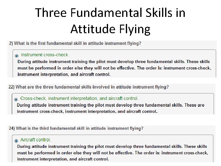 Three Fundamental Skills in Attitude Flying 