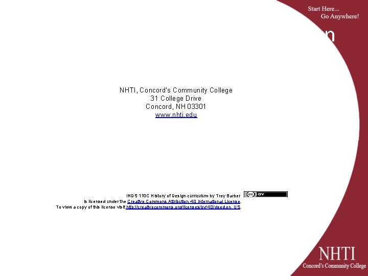 NHTI information and Attribution NHTI, Concord’s Community College 31 College Drive Concord, NH 03301
