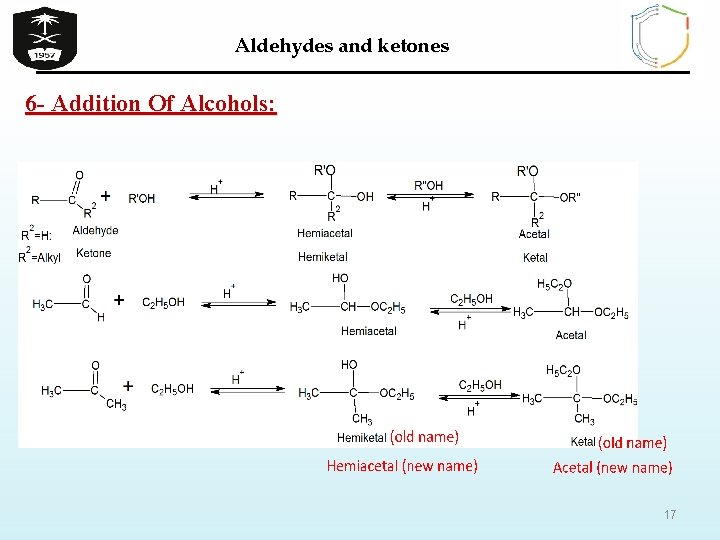 Aldehydes and ketones 6 - Addition Of Alcohols: 17 
