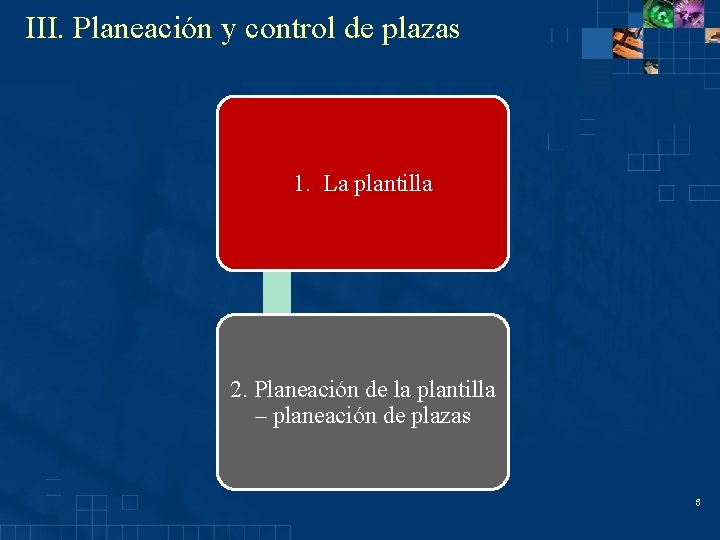 III. Planeación y control de plazas 1. La plantilla 2. Planeación de la plantilla