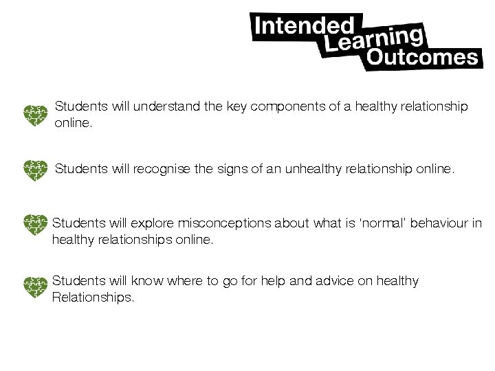 Students will understand the key components of a healthy relationship online. Students will recognise