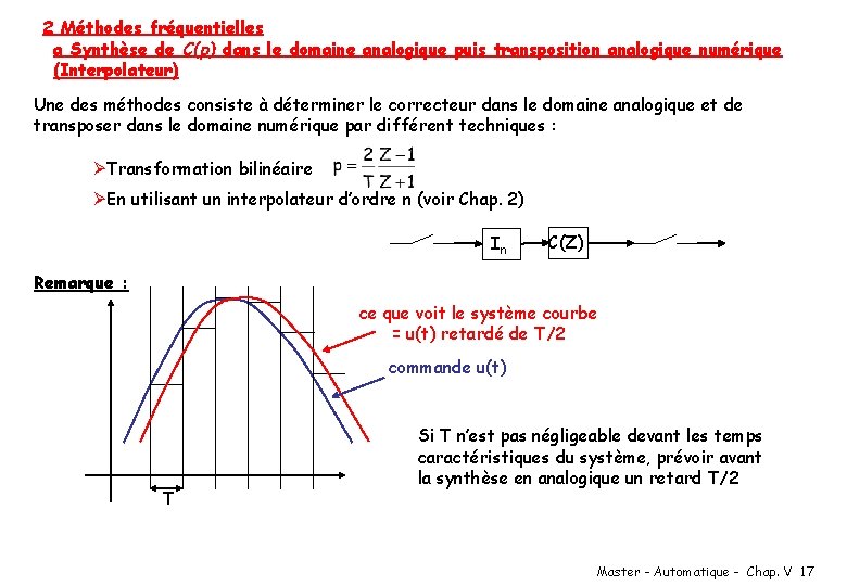 2 Méthodes fréquentielles a Synthèse de C(p) dans le domaine analogique puis transposition analogique