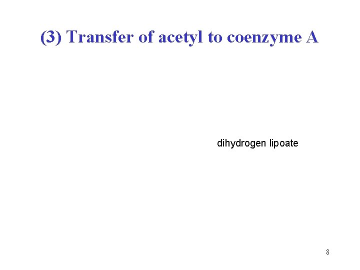 (3) Transfer of acetyl to coenzyme A dihydrogen lipoate 8 