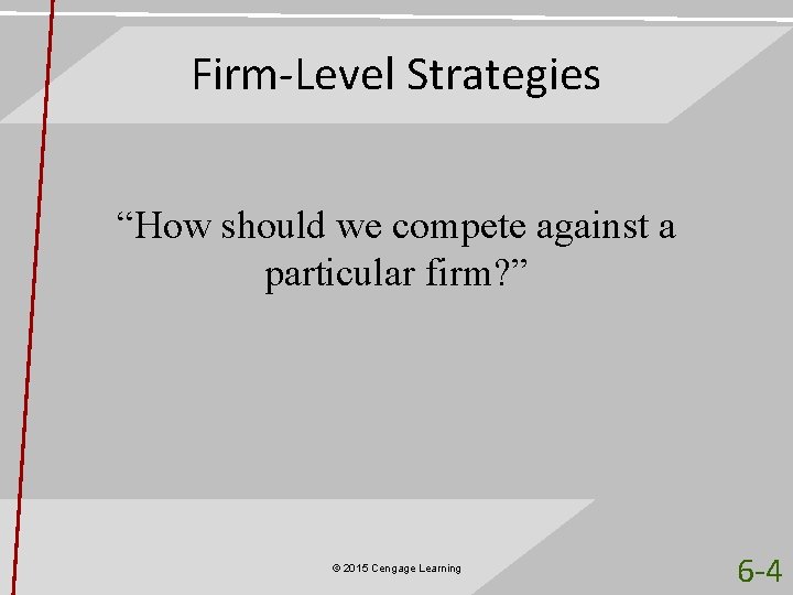 Firm-Level Strategies “How should we compete against a particular firm? ” © 2015 Cengage