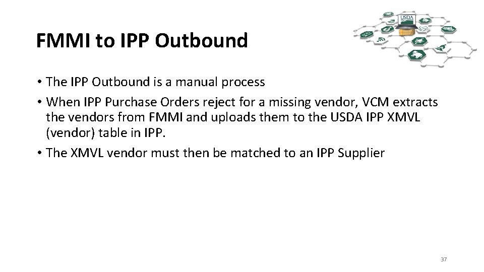 FMMI to IPP Outbound • The IPP Outbound is a manual process • When