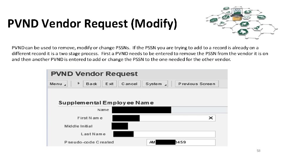 PVND Vendor Request (Modify) 58 
