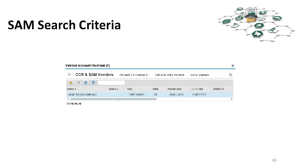 SAM Search Criteria 63 