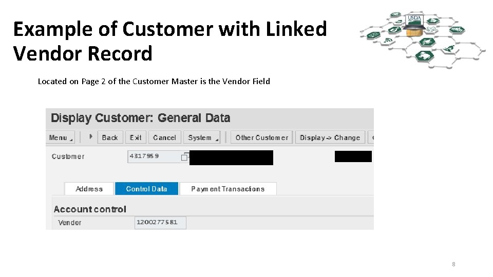Example of Customer with Linked Vendor Record Located on Page 2 of the Customer
