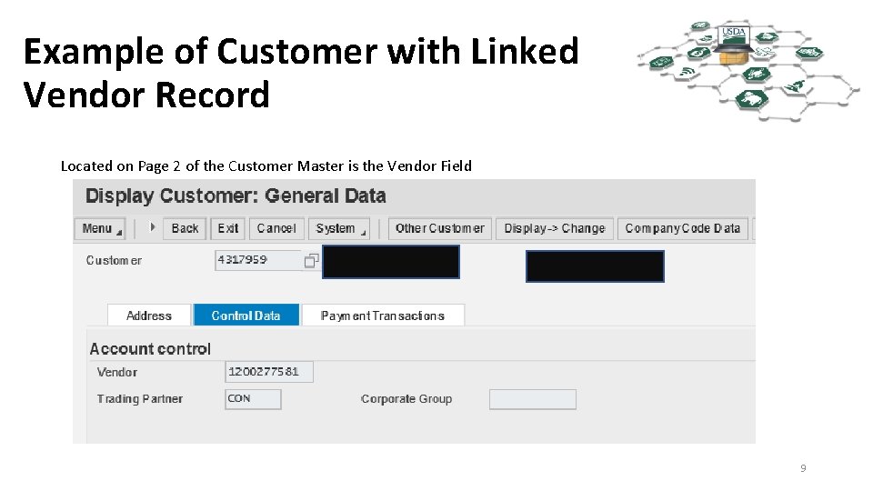 Example of Customer with Linked Vendor Record Located on Page 2 of the Customer