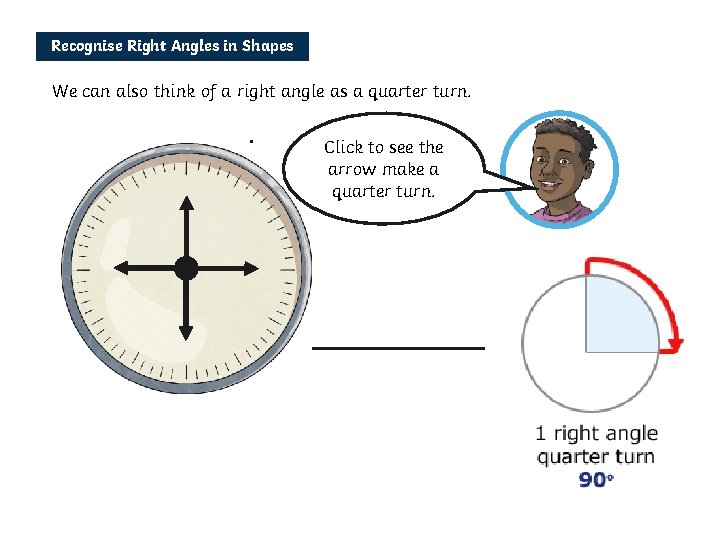 Recognise Right Angles in Shapes We can also think of a right angle as Recognise Right Angles in Shapes We can also think of a right angle as