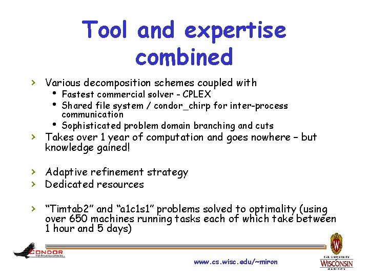 Tool and expertise combined › Various decomposition schemes coupled with h Fastest commercial solver