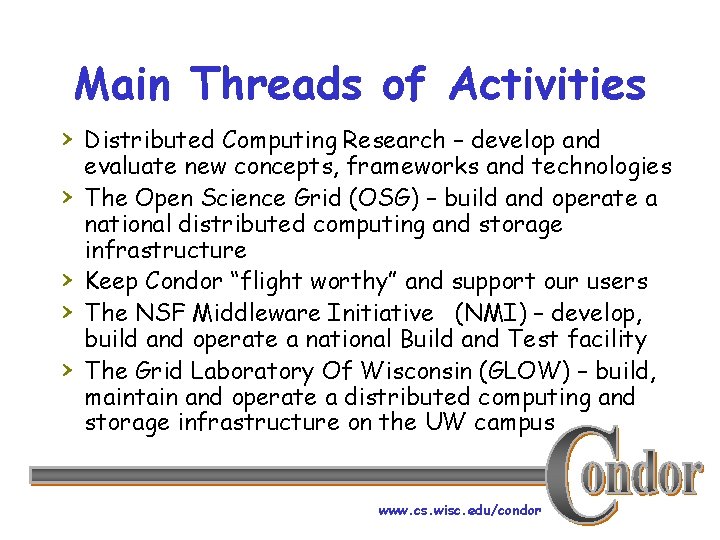 Main Threads of Activities › Distributed Computing Research – develop and › › evaluate