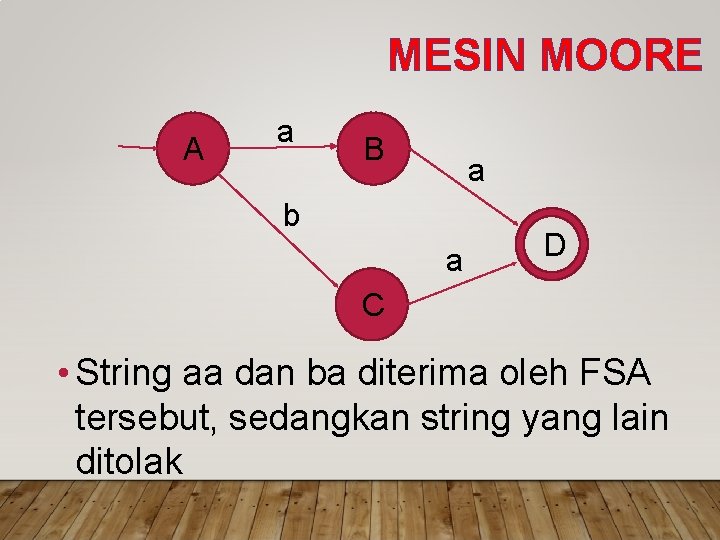 MESIN MOORE A a B a b a D C • String aa dan