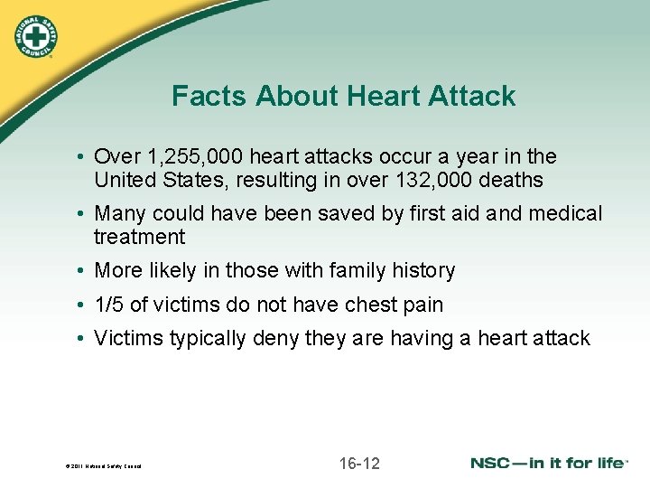 Facts About Heart Attack • Over 1, 255, 000 heart attacks occur a year