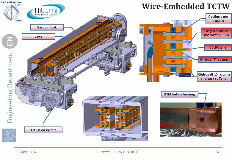 Wire-Embedded TCTW Cooling pipes Cu. Ni 10 Engineering Department EN Vacuum tank Tungsten inserts