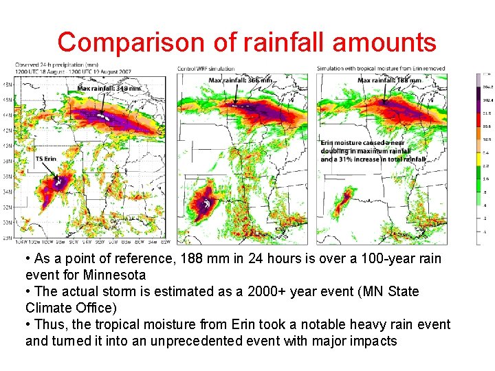 Comparison of rainfall amounts • As a point of reference, 188 mm in 24