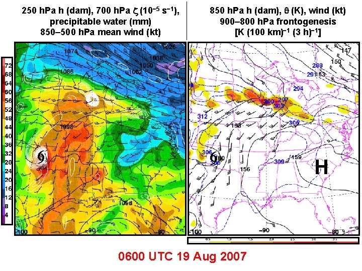 250 h. Pa h (dam), 700 h. Pa (10 5 s 1), precipitable water