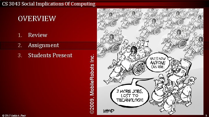 CS 3043 Social Implications Of Computing 1. Review 2. Assignment 3. Students Present ©