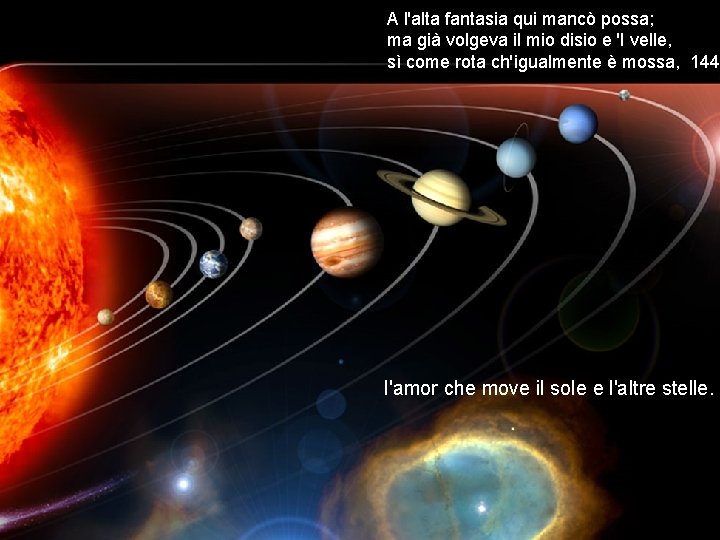 A l'alta fantasia qui mancò possa; ma già volgeva il mio disio e 'l