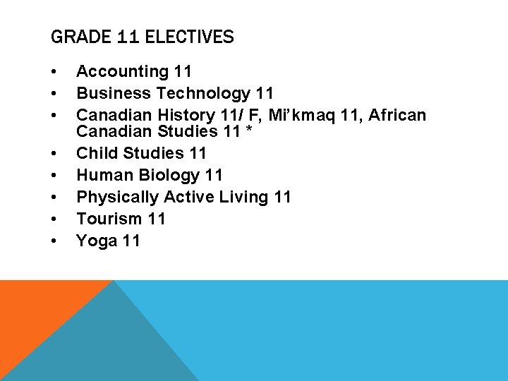 GRADE 11 ELECTIVES • • Accounting 11 Business Technology 11 Canadian History 11/ F,