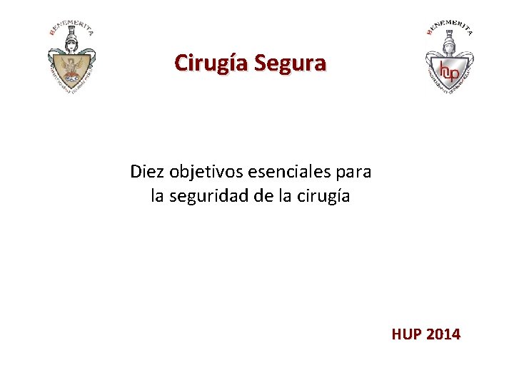 Cirugía Segura Diez objetivos esenciales para la seguridad de la cirugía HUP 2014 