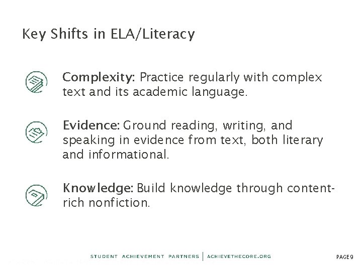 Key Shifts in ELA/Literacy Complexity: Practice regularly with complex text and its academic language.