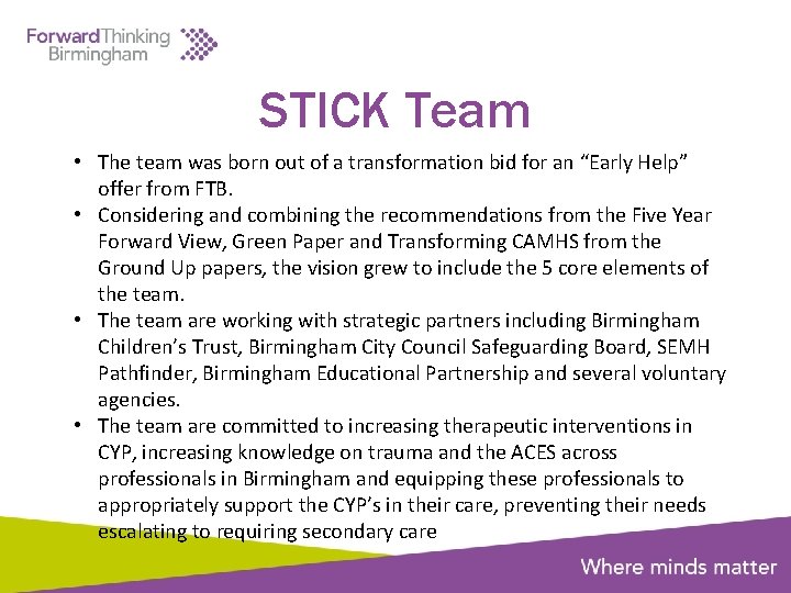 STICK Team • The team was born out of a transformation bid for an