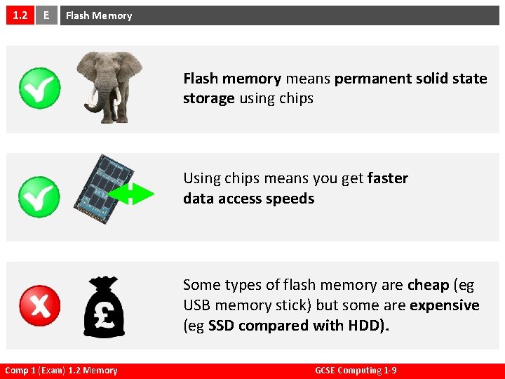 1. 2 E Flash Memory Flash memory means permanent solid state storage using chips