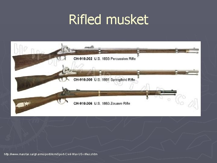 Rifled musket http: //www. marstar. ca/gf-armisport/Armi. Sport-Civil-War-US-rifles. shtm 