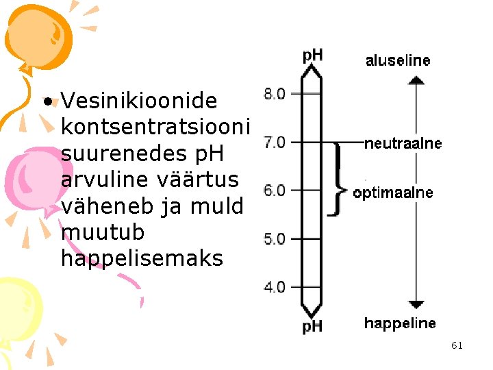  • Vesinikioonide kontsentratsiooni suurenedes p. H arvuline väärtus väheneb ja muld muutub happelisemaks