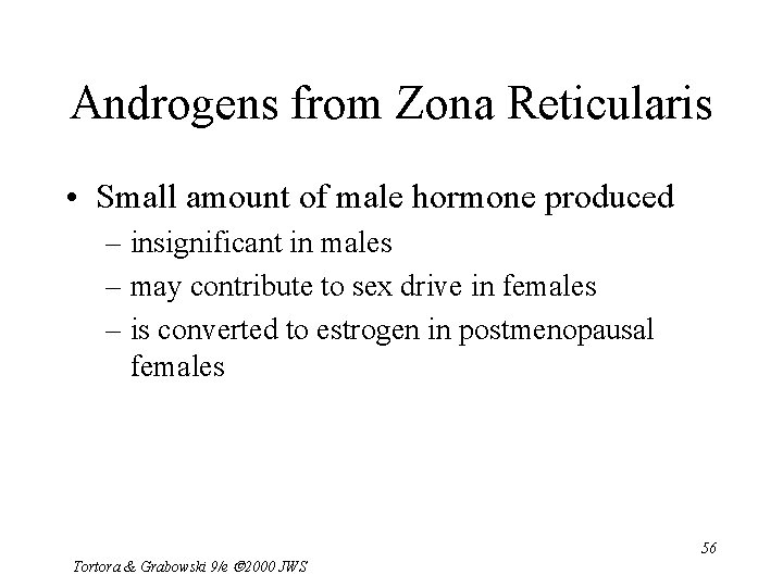 Androgens from Zona Reticularis • Small amount of male hormone produced – insignificant in