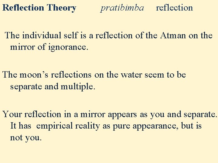 Reflection Theory pratibimba reflection The individual self is a reflection of the Atman on Reflection Theory pratibimba reflection The individual self is a reflection of the Atman on