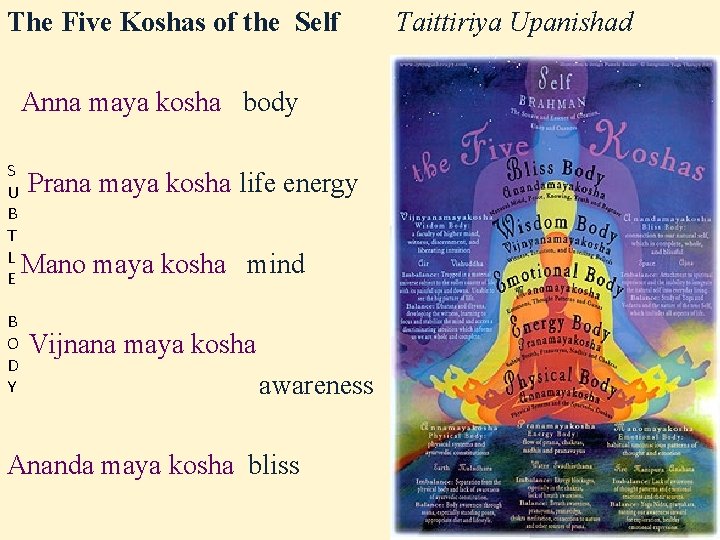 The Five Koshas of the Self Anna maya kosha body S U Prana maya The Five Koshas of the Self Anna maya kosha body S U Prana maya
