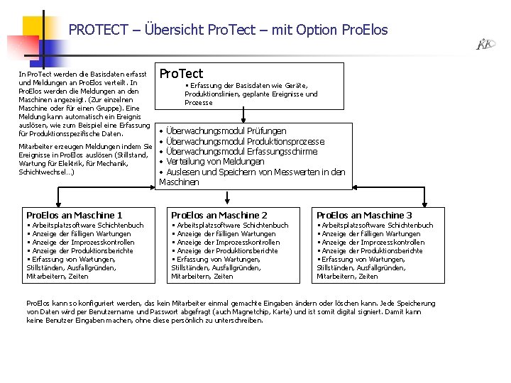 PROTECT – Übersicht Pro. Tect – mit Option Pro. Elos In Pro. Tect werden