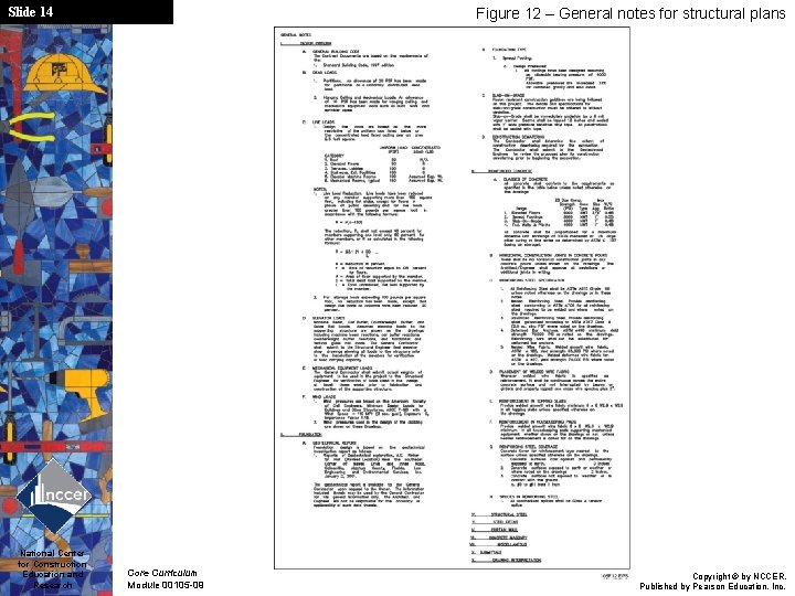 Slide 14 National Center for Construction Education and Research Figure 12 – General notes