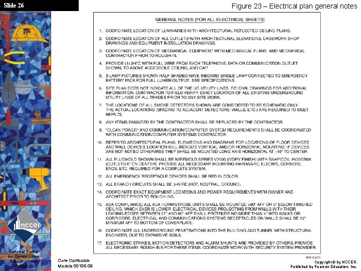 Slide 26 National Center for Construction Education and Research Figure 23 – Electrical plan