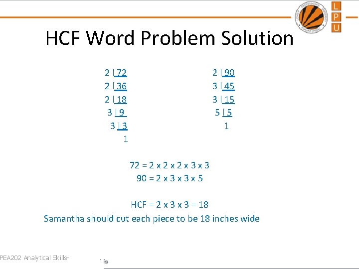 HCF Word Problem Solution 2 l 72 2 l 90 2 l 36 3