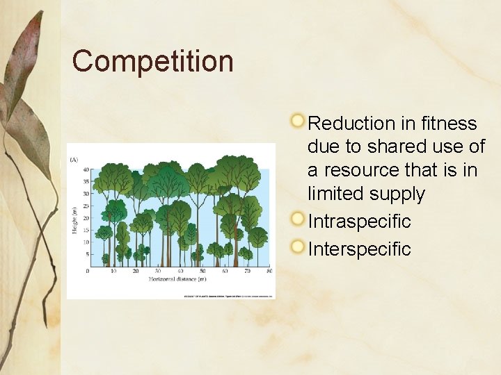 Competition Reduction in fitness due to shared use of a resource that is in