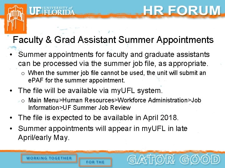 Faculty & Grad Assistant Summer Appointments • Summer appointments for faculty and graduate assistants