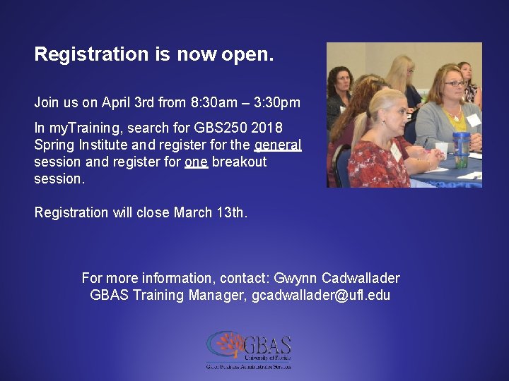 Registration is now open. Join us on April 3 rd from 8: 30 am