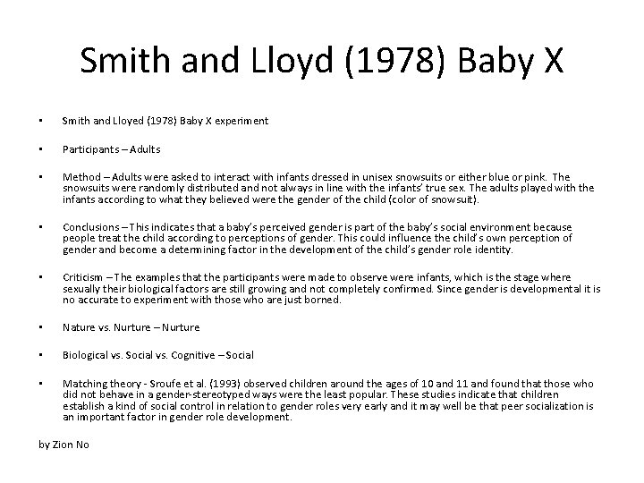 Smith and Lloyd (1978) Baby X • Smith and Lloyed (1978) Baby X experiment