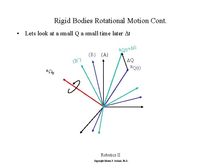 Rigid Bodies Rotational Motion Cont. • Lets look at a small Q a small